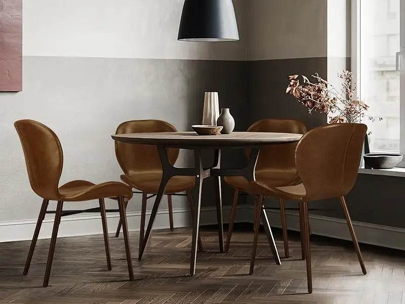 Mid Century Modern Dining Chair Set of 4 Brown Faux Leather - Estalios