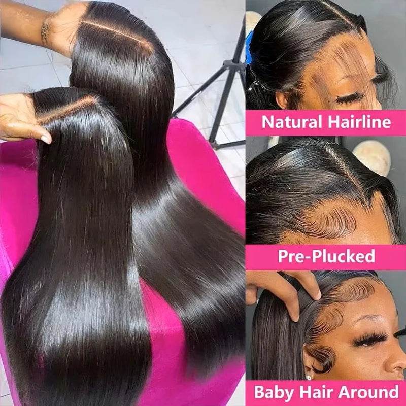 30 40 Inches Human Hair Glueless Lace Front Wigs for Women - Estalios