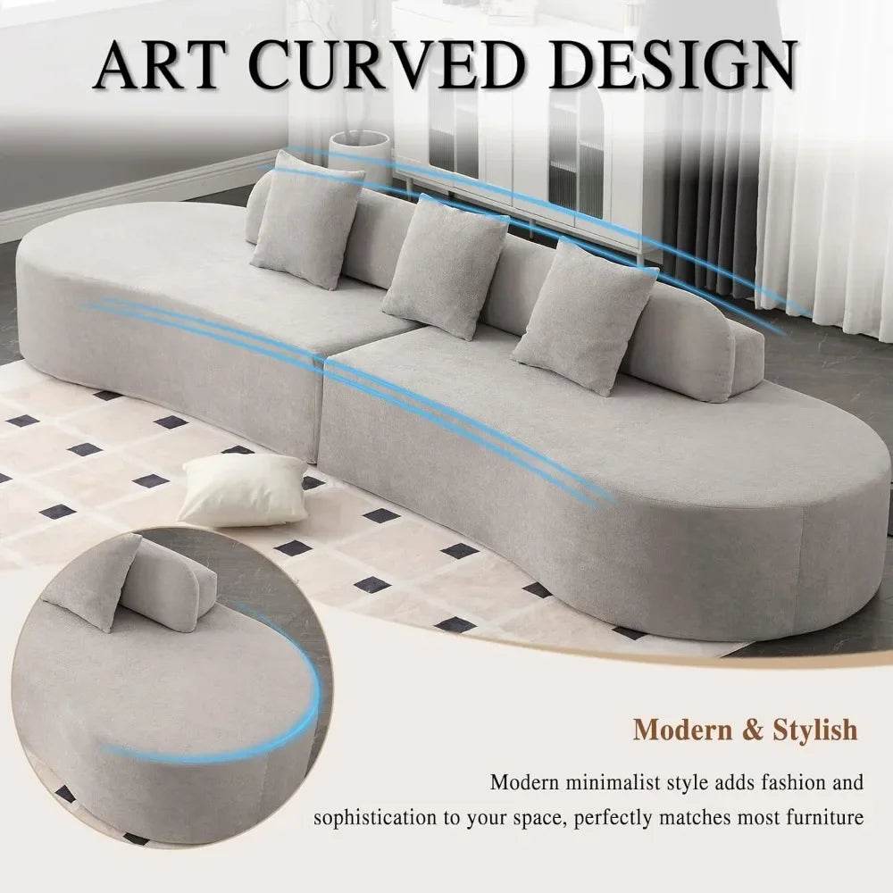 130.5'' Modern Cloud Sofa Couch with 3 Comfy Pillows - Estalios