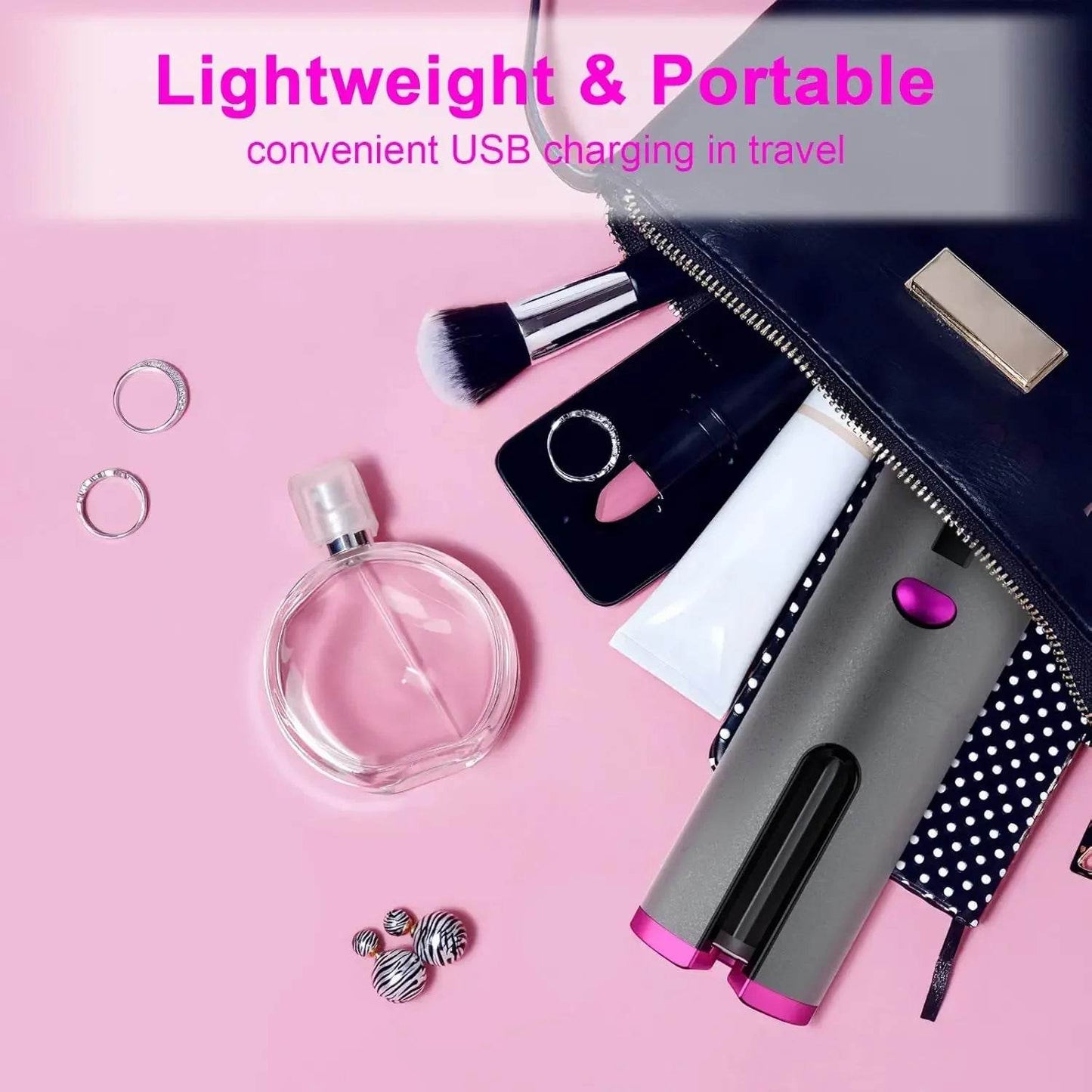 Automatic Wireless Hair Curler USB Rechargeable Adjustable - Estalios