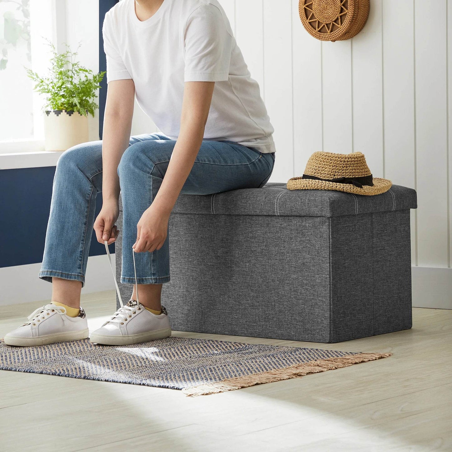 Ottoman Storage Bench, 21 Gal. Folding Chest for Living Room - Estalios