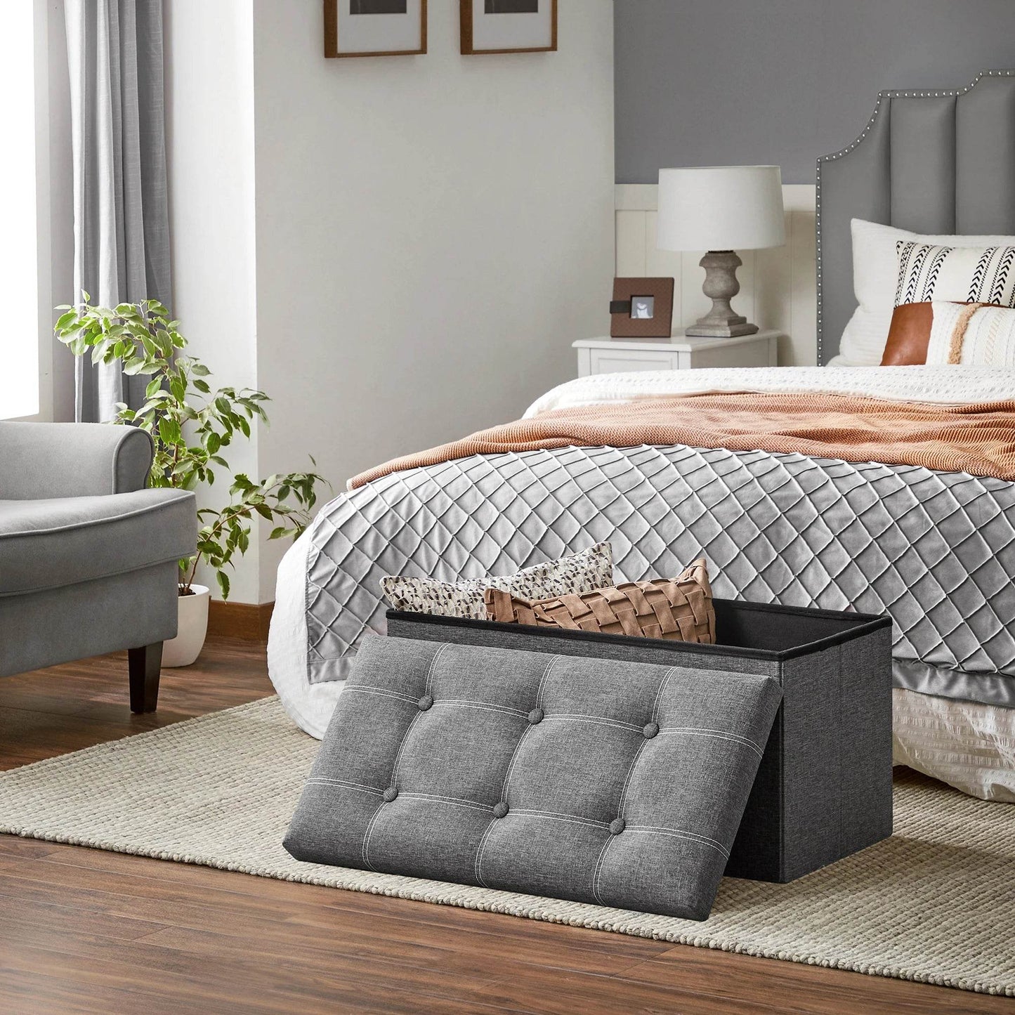 Ottoman Storage Bench, 21 Gal. Folding Chest for Living Room - Estalios
