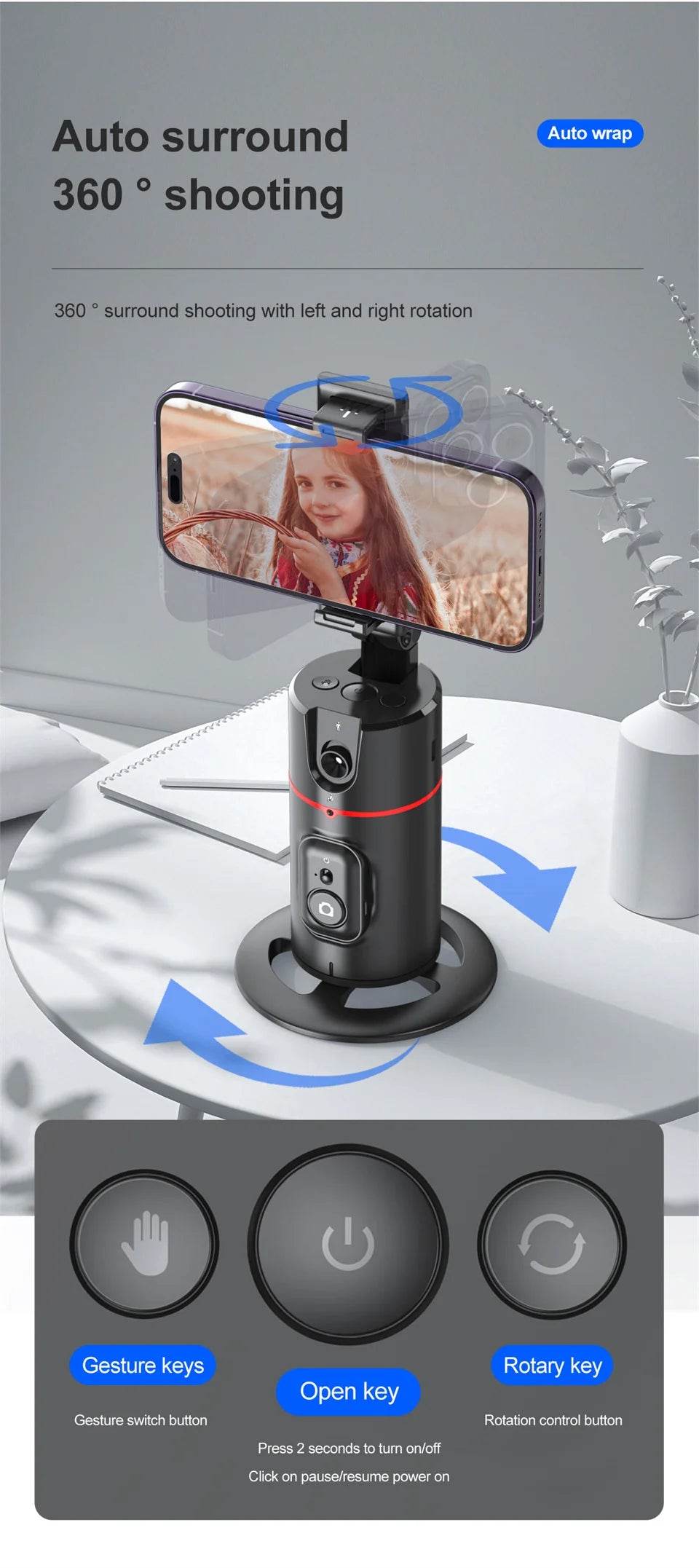 2025 New 360 Rotation Gimbal Stabilizer for Live Photography - Estalios