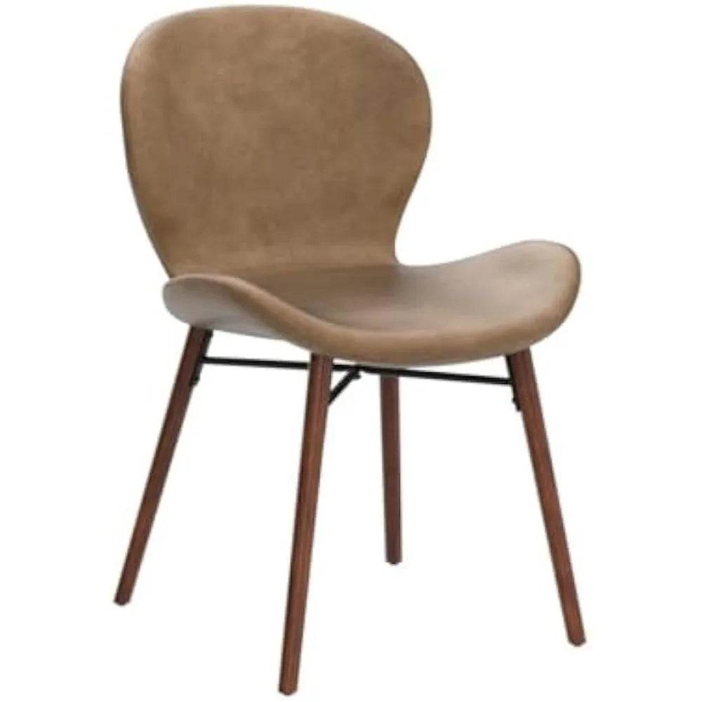 Mid Century Modern Dining Chair Set of 4 Brown Faux Leather - Estalios