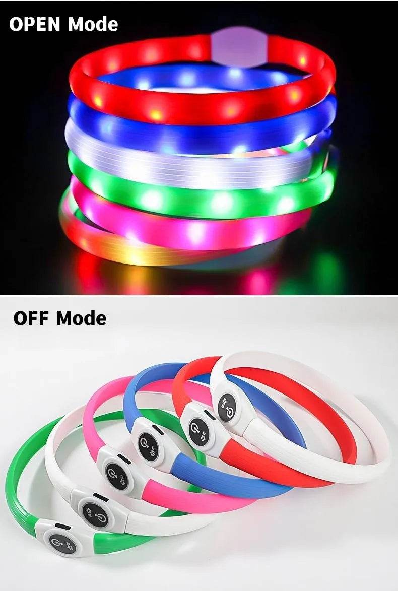 LED Luminous Dog Collar Waterproof USB Light for Night Safety - Estalios