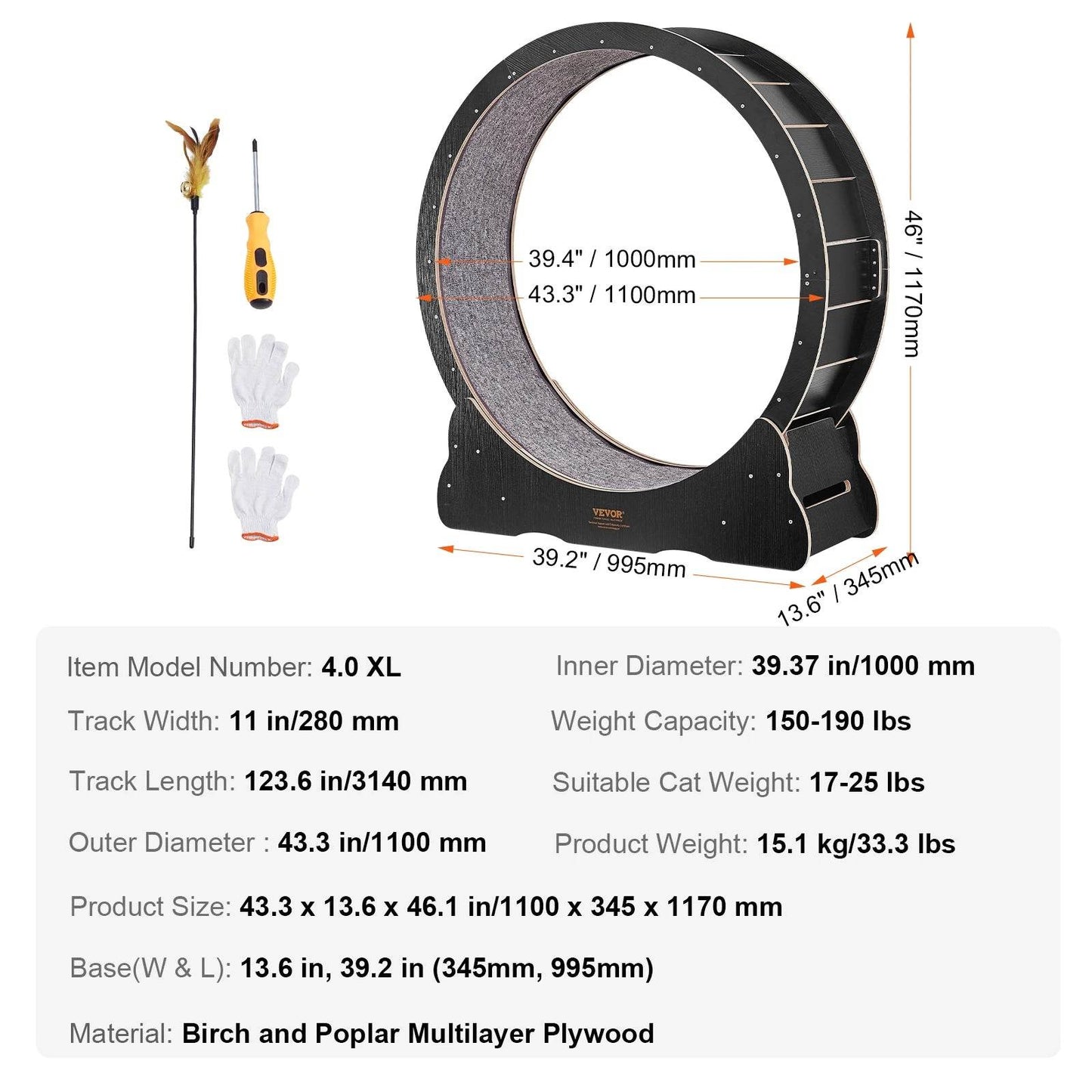 Cat Exercise Wheel Natural Wood Silent Running Treadmill - Estalios
