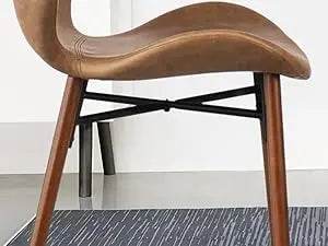 Mid Century Modern Dining Chair Set of 4 Brown Faux Leather - Estalios