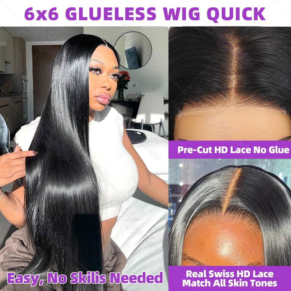 30 40 Inch Bone Straight Lace Front Wig 250 Density Human Hair - Estalios