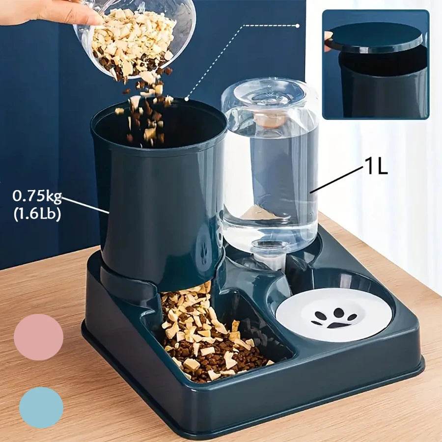 Automatic Cat Feeder Water Dispenser Set 2 In 1 Tilted Feeder - Estalios