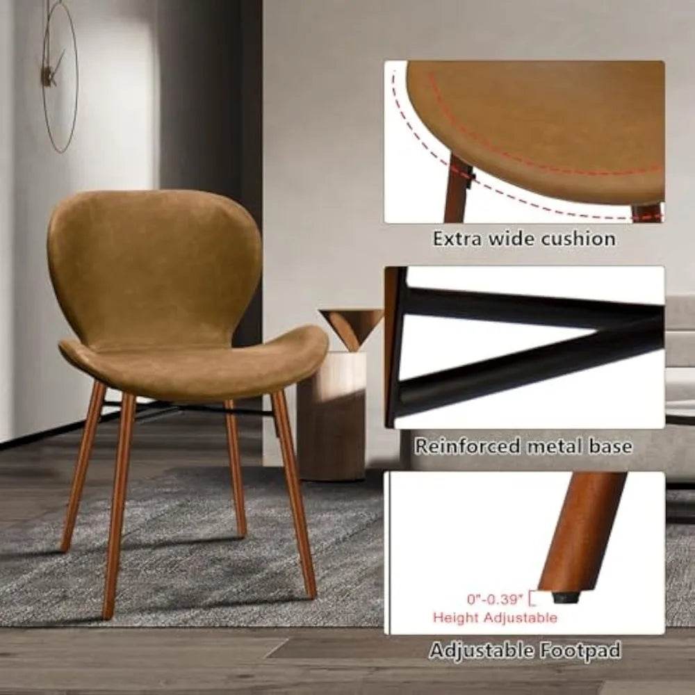 Mid Century Modern Dining Chair Set of 4 Brown Faux Leather - Estalios
