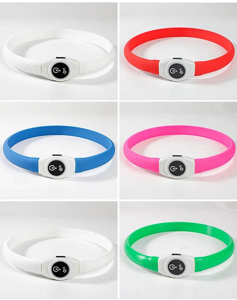 LED Luminous Dog Collar Waterproof USB Light for Night Safety - Estalios