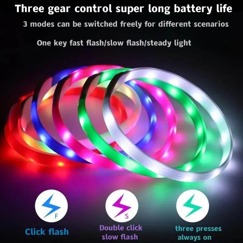 LED Luminous Dog Collar Waterproof USB Light for Night Safety - Estalios