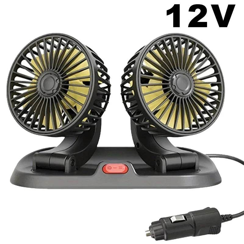 360° Adjustable Car Fan 3 Heads Electric USB 12V/24V - Estalios