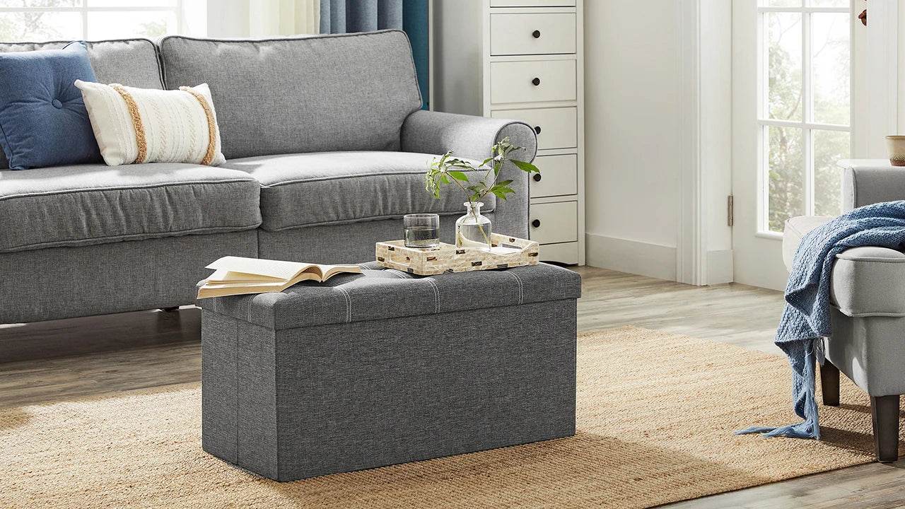 Ottoman Storage Bench, 21 Gal. Folding Chest for Living Room - Estalios