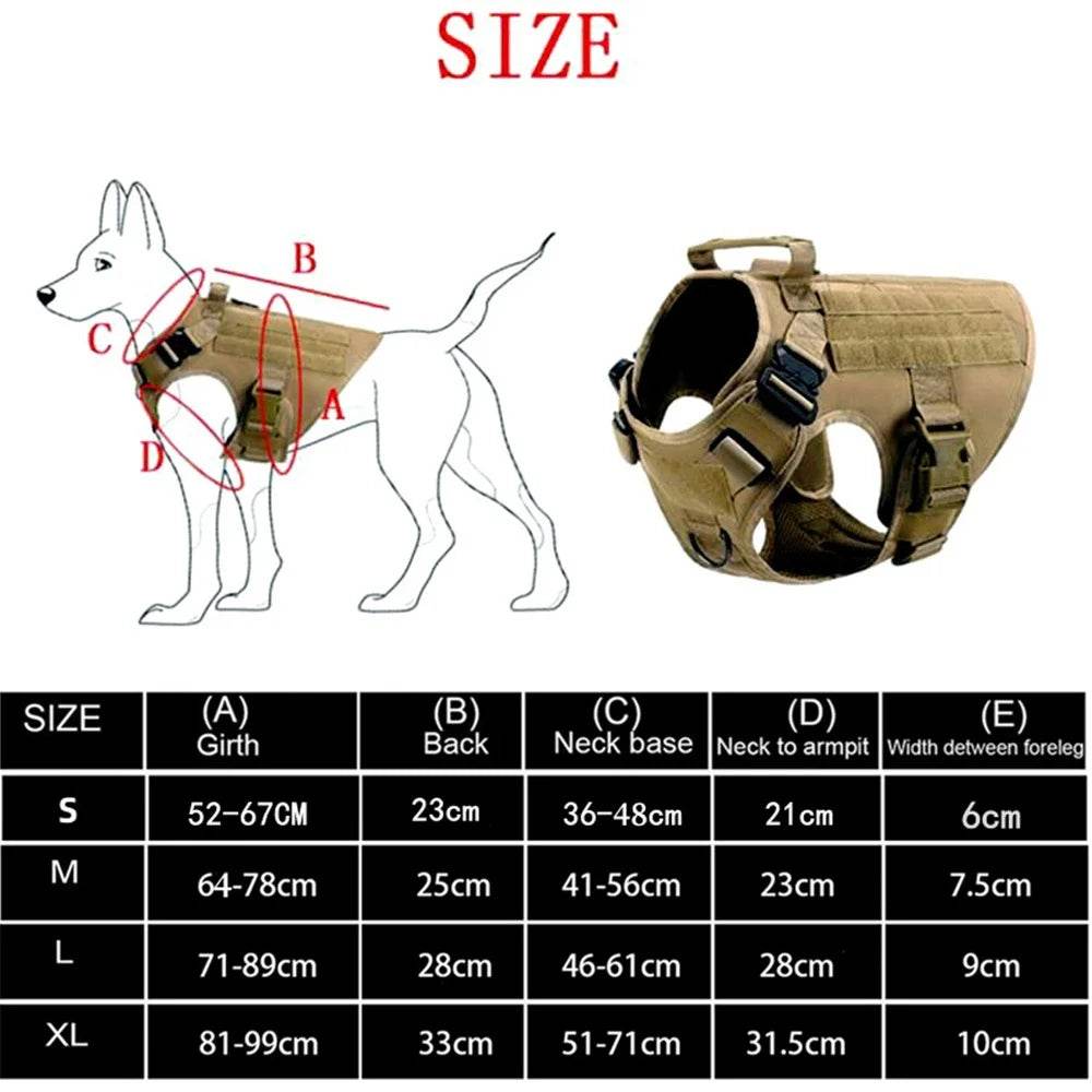 Tactical Military Dog Vest Harness and Leash Set for All Breeds - Estalios