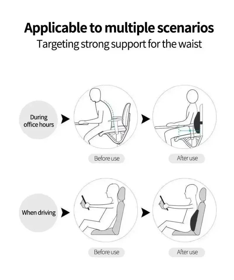 Memory Foam Lumbar Back Cushion for Pain Relief Support - Estalios