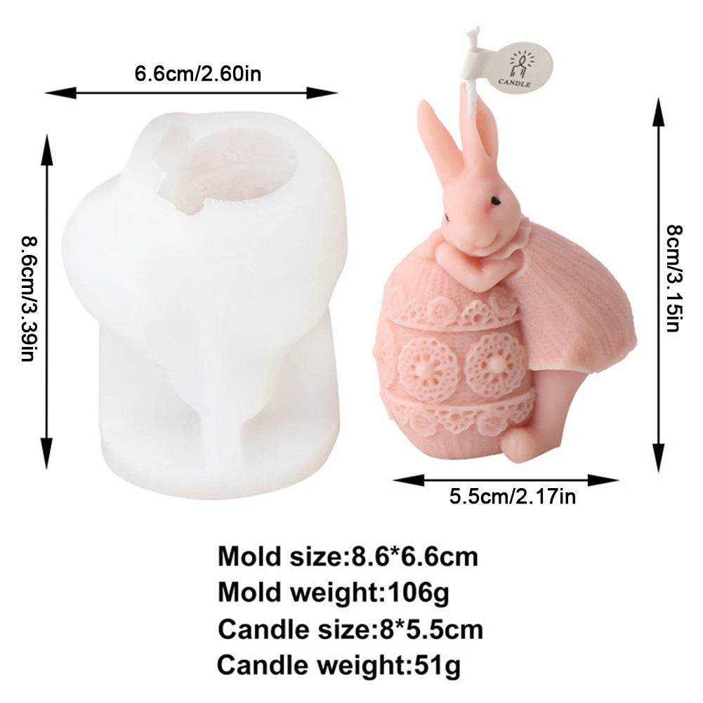 Easter Mold 3D Easter Bunny Egg Candle Silicone Mold Handmade DIY Easter Decorative Ornament Resin Mold Plaster Handicrafts - Estalios