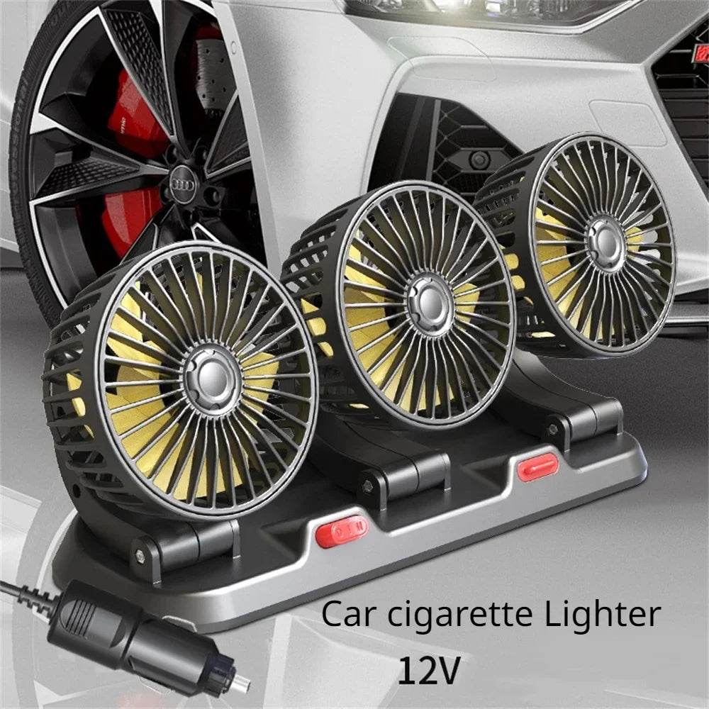 360° Adjustable Car Fan 3 Heads Electric USB 12V/24V - Estalios