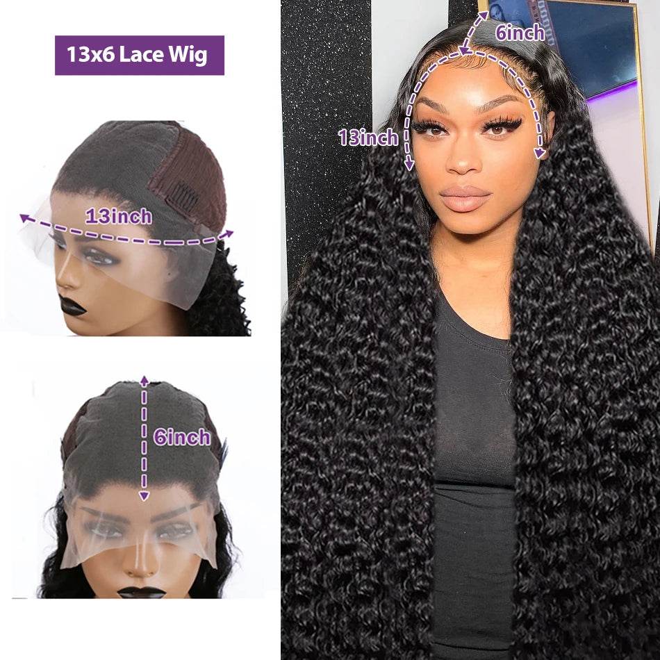250 Density 13x6 13x7 HD Transparent Lace Frontal Wig 30 40 Inch Deep Wave 6x6 Closure Glueless Wig Human Hair 13x4 Curly Wigs - Estalios