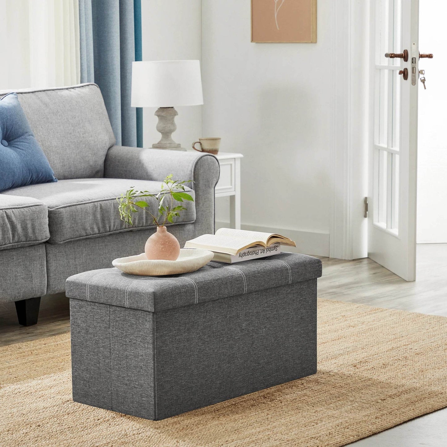 Ottoman Storage Bench, 21 Gal. Folding Chest for Living Room - Estalios