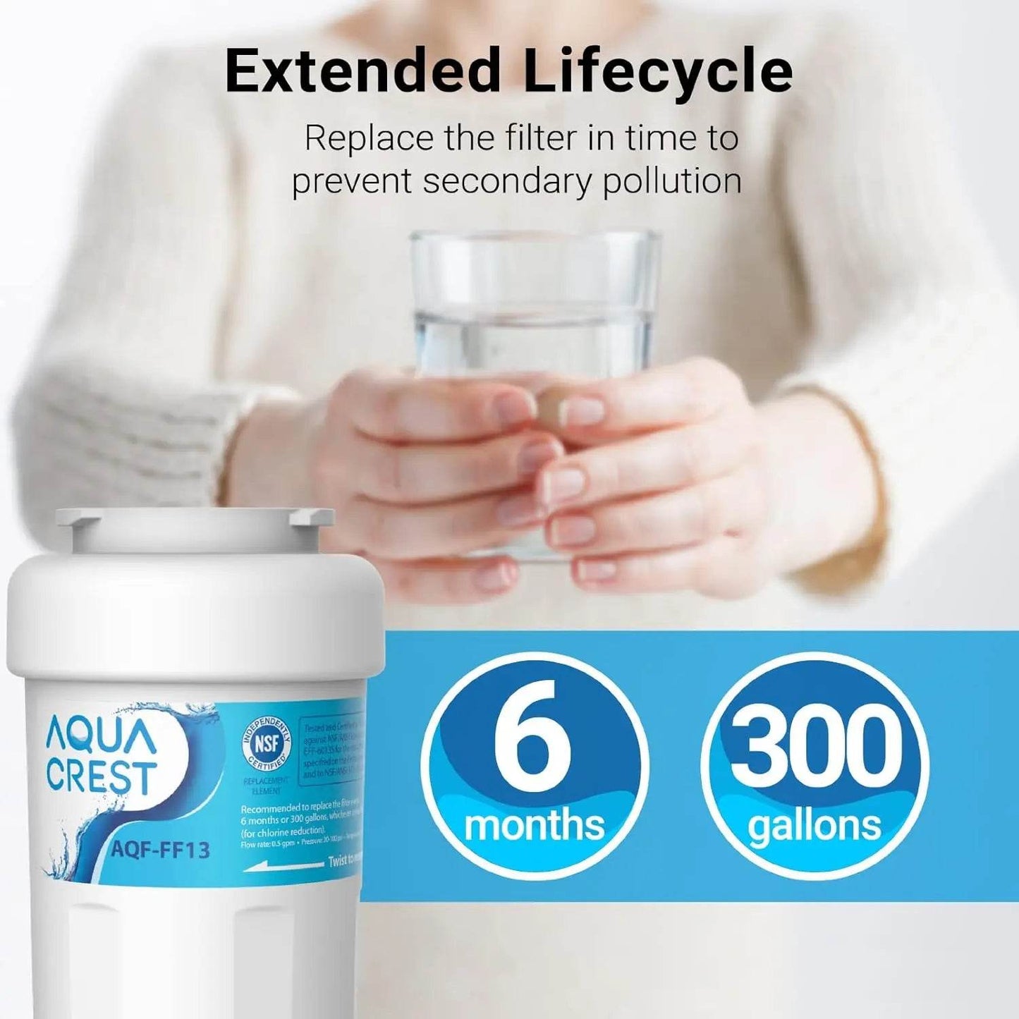 AQUA CREST AQF-FF13 Replacement Water Filter for GE MWF - Estalios
