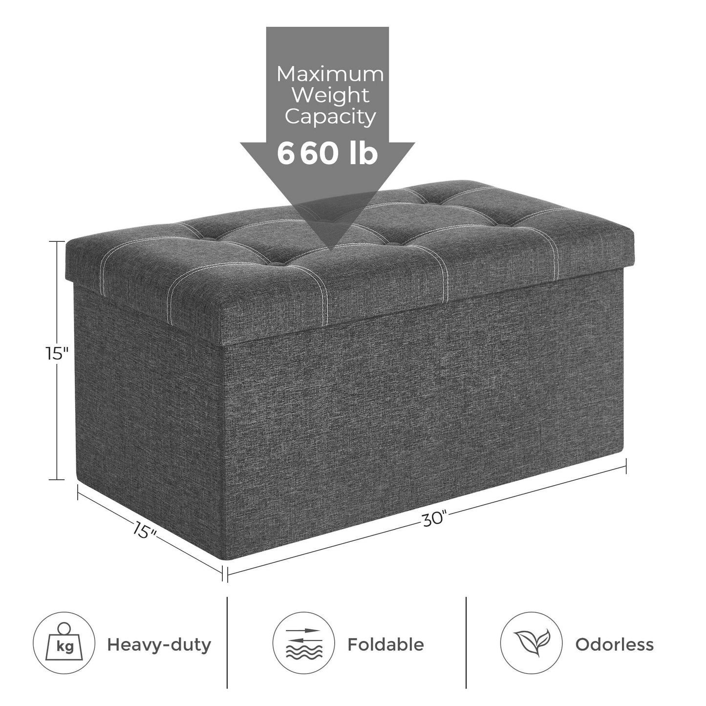 Ottoman Storage Bench, 21 Gal. Folding Chest for Living Room - Estalios