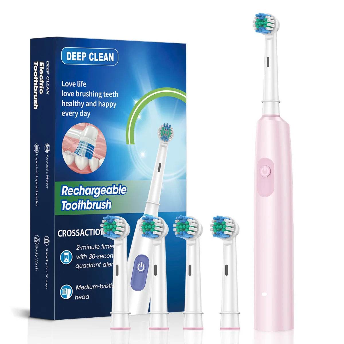 Electric Toothbrush Rotary Cleaning Teeth Brush Waterproof - Estalios