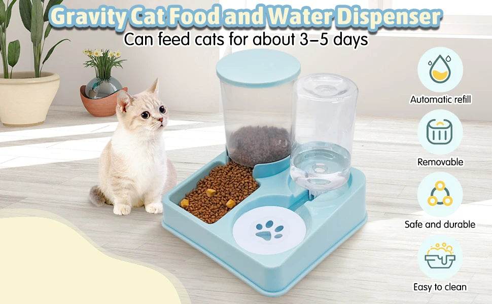 Automatic Cat Feeder Water Dispenser Set 2 In 1 Tilted Feeder - Estalios