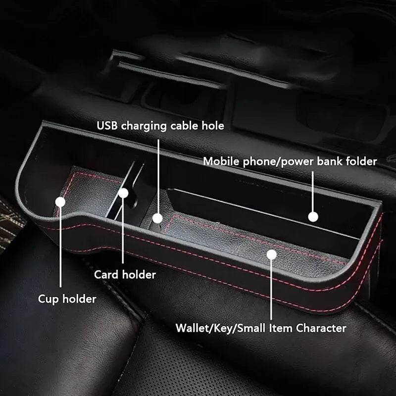 Leather Car Seat Gap Storage Box Multifunctional Organizer - Estalios