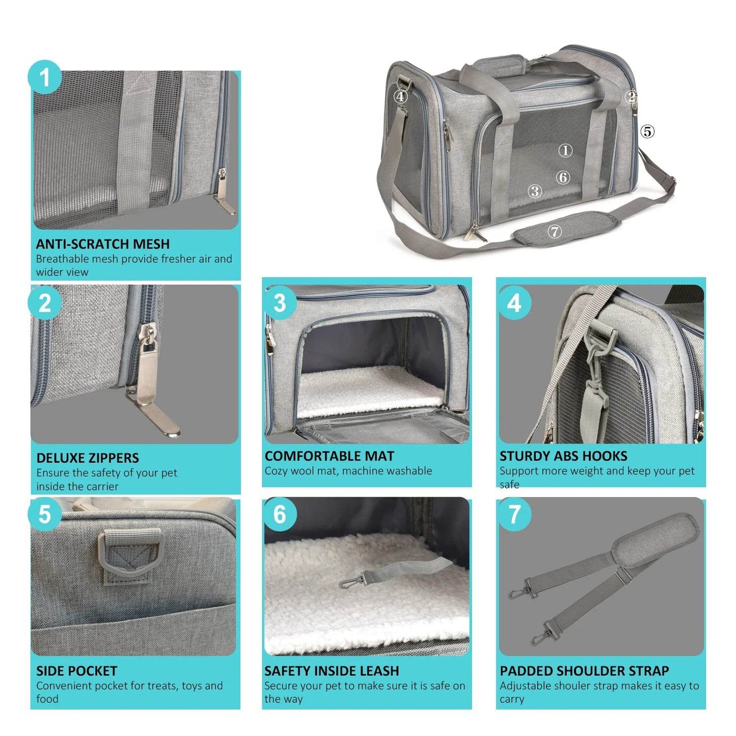 Airline Approved Dog Carrier Bag Soft Backpack for Travel - Estalios