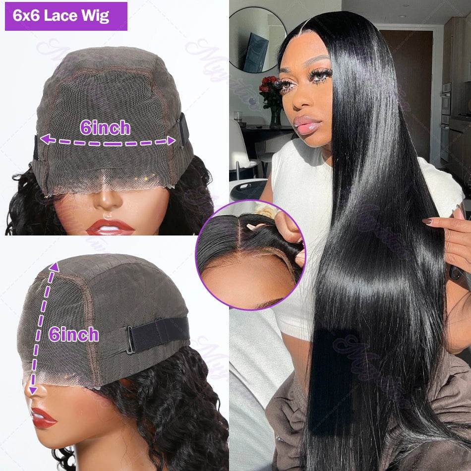 30 40 Inch Bone Straight Lace Front Wig 250 Density Human Hair - Estalios