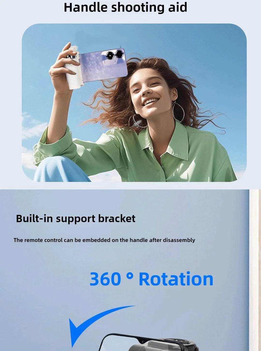 Super Mini Selfie Stick Bluetooth Remote Phone Holder Aid - Estalios