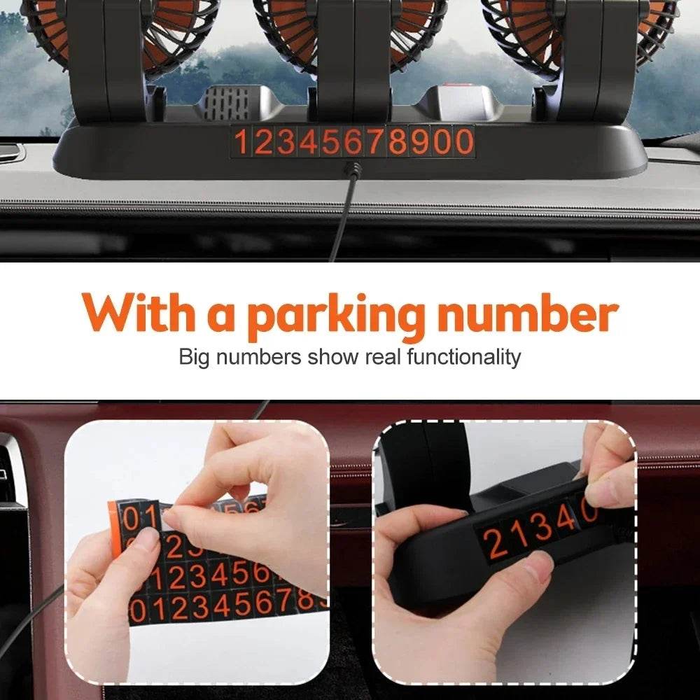 360° Adjustable Car Fan 3 Heads Electric USB 12V/24V - Estalios
