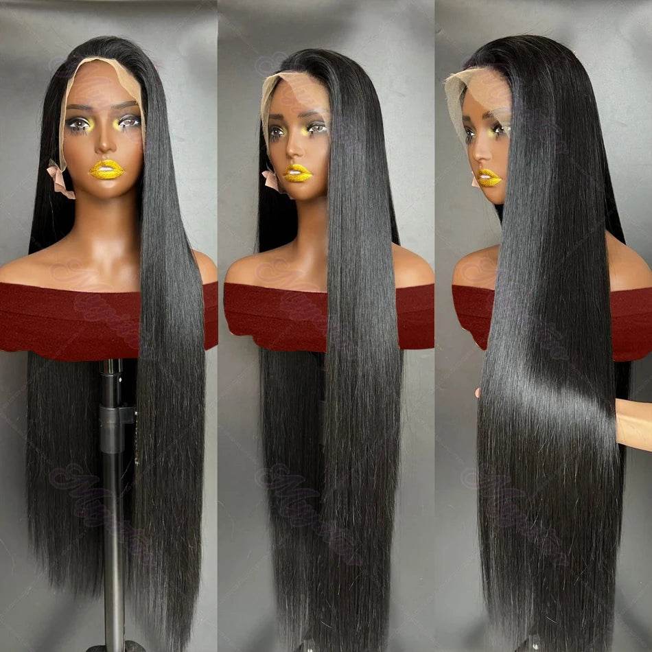 30 40 Inch Bone Straight Lace Front Wig 250 Density Human Hair - Estalios