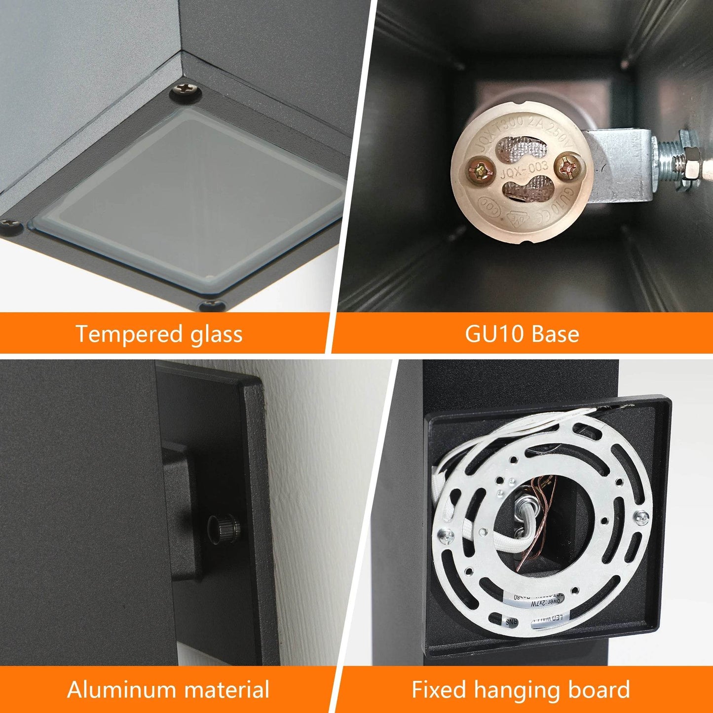 2-Pack Outdoor Wall Light IP65 Waterproof GU10 Sconce Black - Estalios