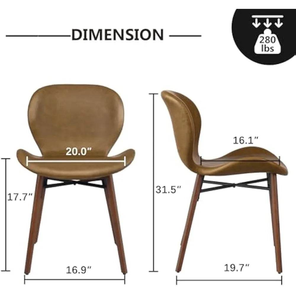 Mid Century Modern Dining Chair Set of 4 Brown Faux Leather - Estalios