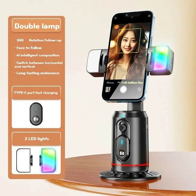 360 Degree Rotation Selfie Stick with Tripod and Light - Estalios