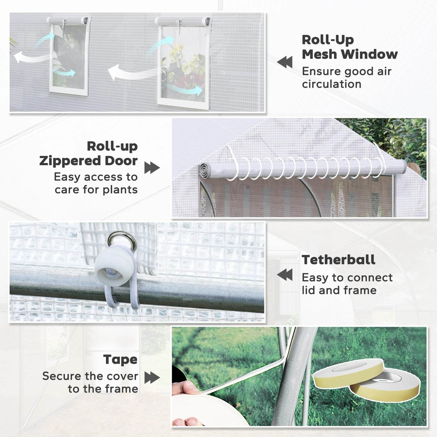 20' X 10' X 7' Greenhouse Large Walk-In Gardening White - Estalios