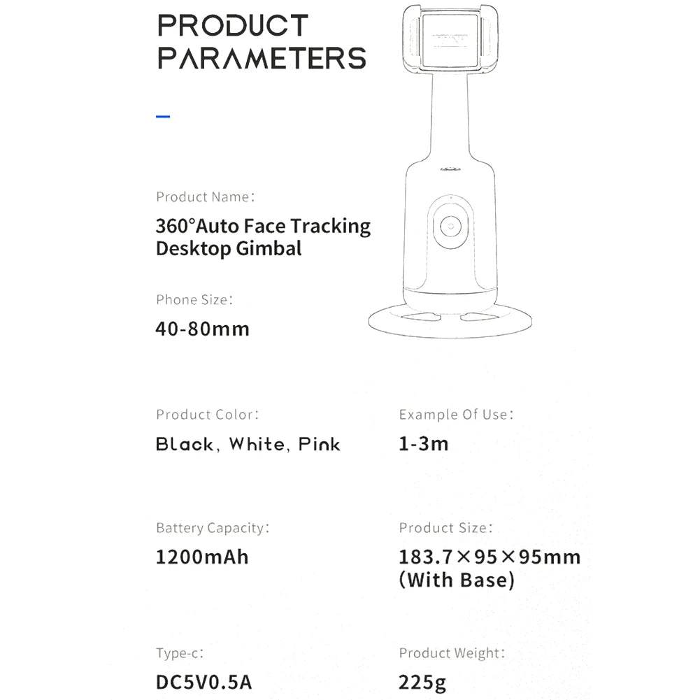 360-Degree Follow-Up Gimbal Stabilizer With AI Face Tracking - Estalios