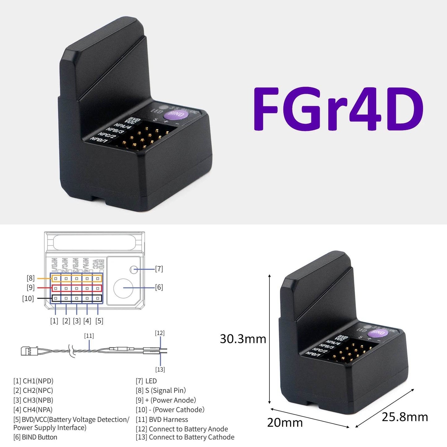 Flysky FGr4D Dual-Antenna Receiver for RC Vehicles - Estalios