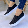 Trendy Glitter Slip-On Sneakers for Women in Black Rose Gold - Estalios