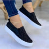 Trendy Glitter Slip-On Sneakers for Women in Black Rose Gold - Estalios