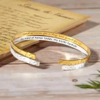 Vibrant Two-Tone Floral Cuff Bracelet with Personal Touch - Estalios