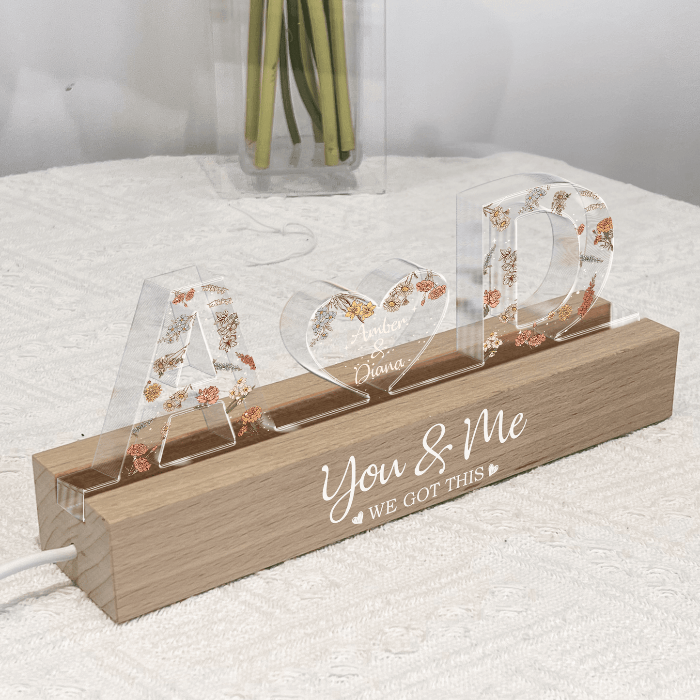 You & Me We Got This Custom Name LED Night Light Gift - Estalios