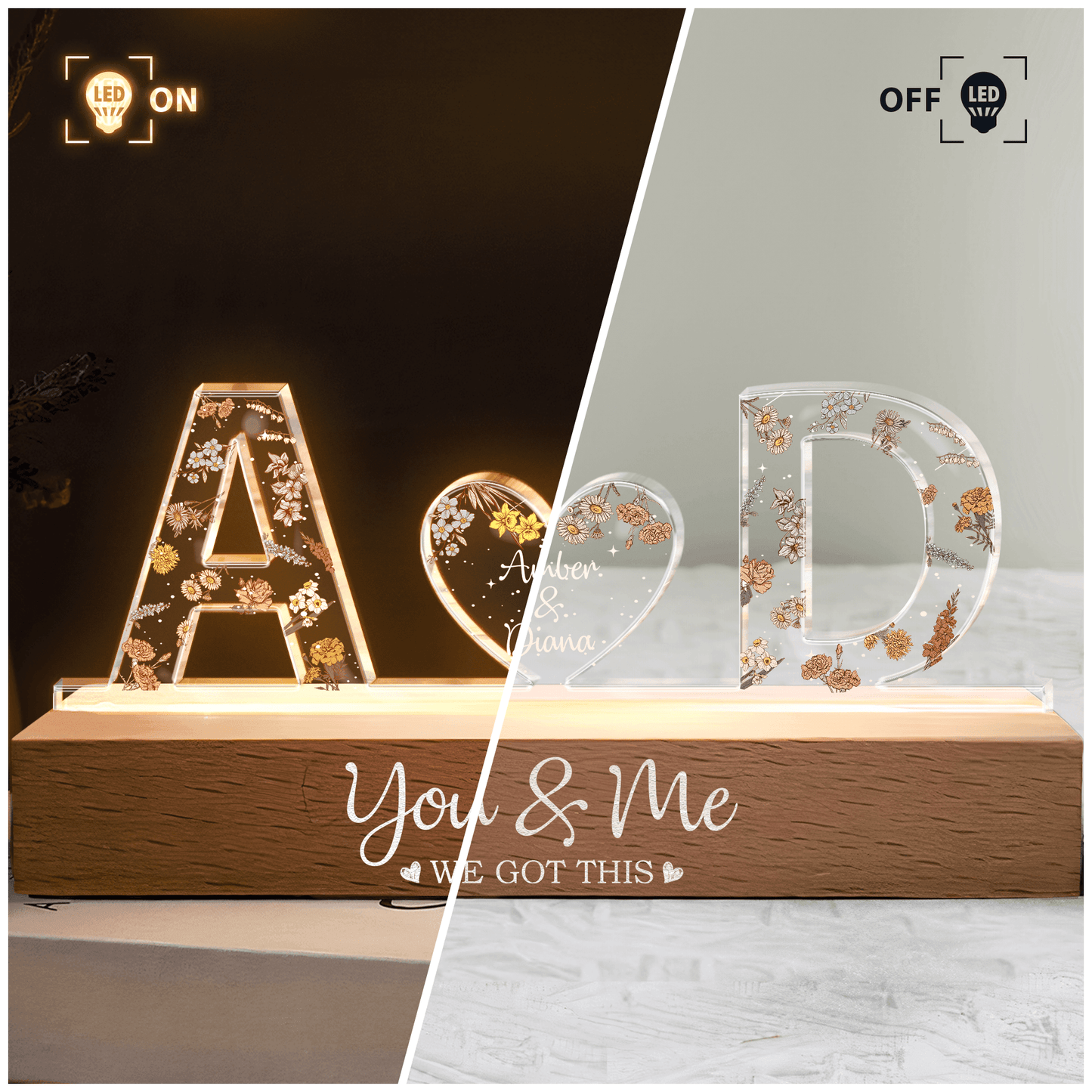 You & Me We Got This Custom Name LED Night Light Gift - Estalios