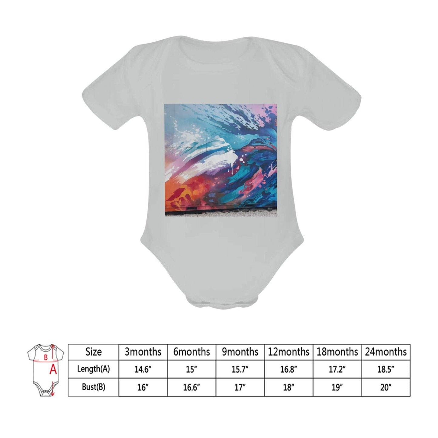 Baby Powder Organic Short Sleeve One Piece Model T28(One Side Printing) - Estalios