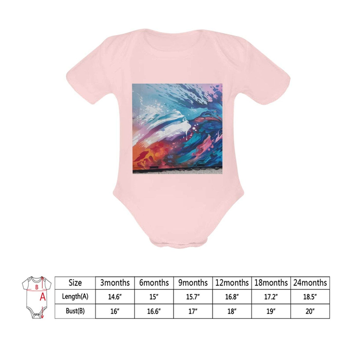 Baby Powder Organic Short Sleeve One Piece Model T28(One Side Printing) - Estalios