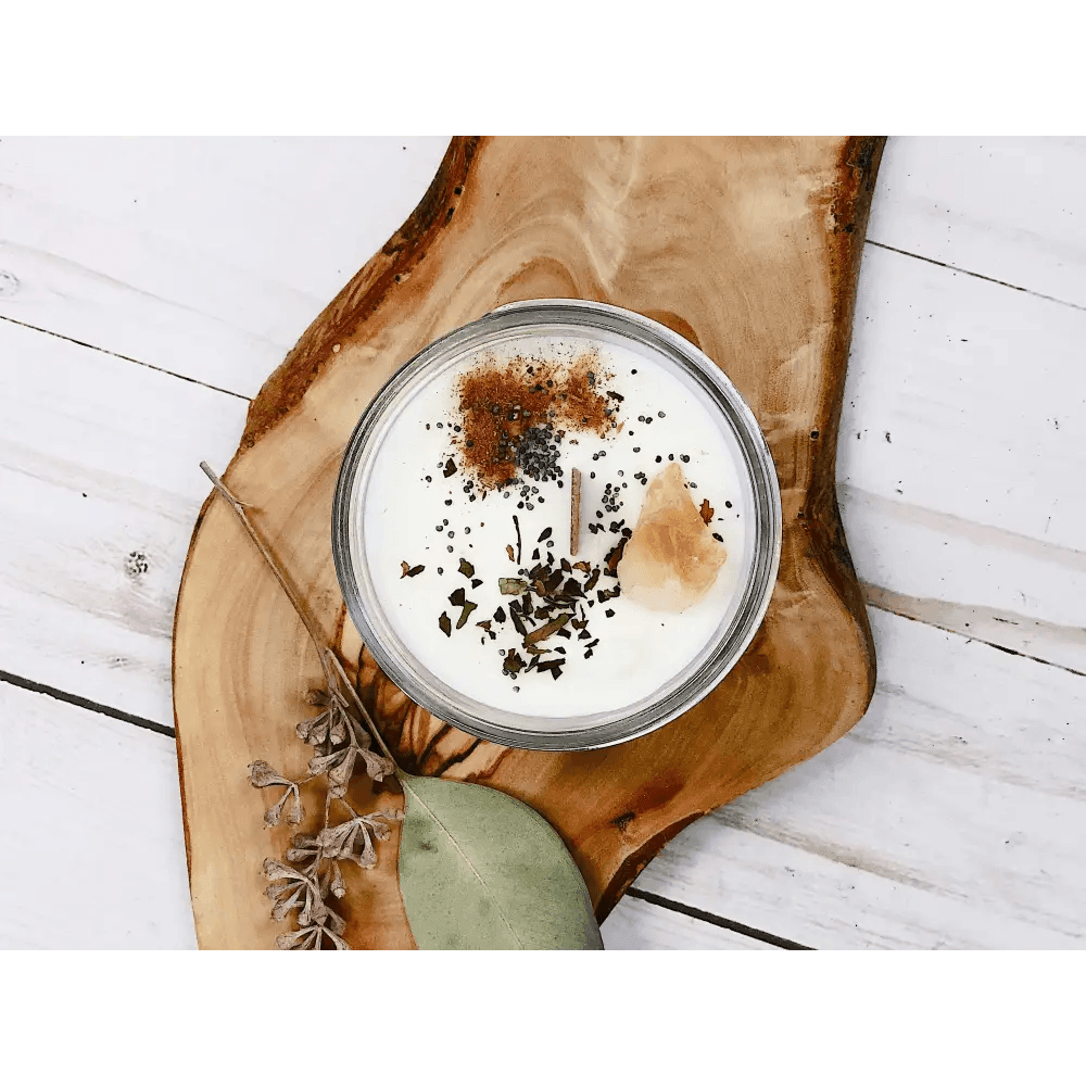 Abundance Candle Blast: Crystal Herbs and Creamy Aroma Awakening - Estalios