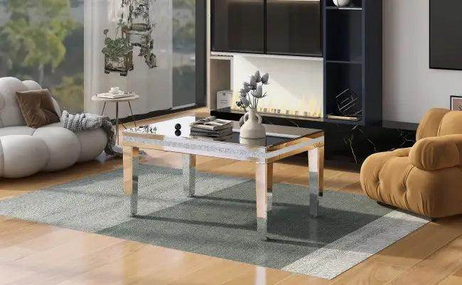 Dazzling Mirrored Coffee Table with Adjustable Leg Pads for Stability - Estalios