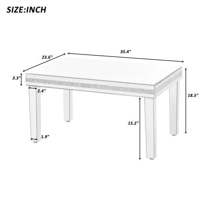Dazzling Mirrored Coffee Table with Adjustable Leg Pads for Stability - Estalios
